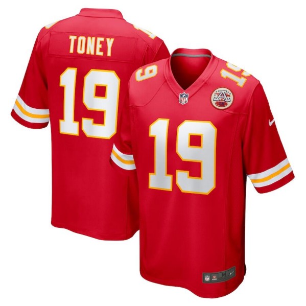 Men's Kansas City Chiefs #19 Kadarius Toney Red Stitched Game Jersey